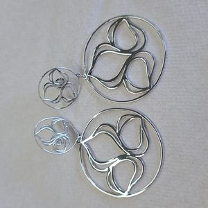 Extra Large Silver Ritani logo earrings